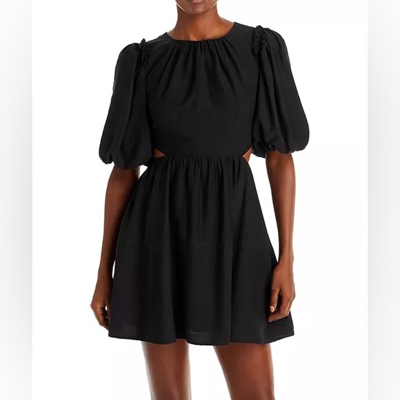 Anthropologie Open Back Puff Sleeve Mini Dress - Picture 3 of 11